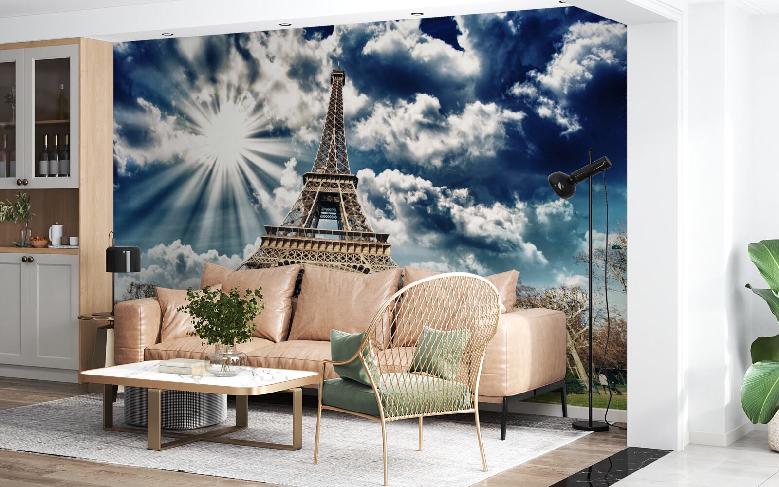 Fototapet soare deasupra turnului eiffel