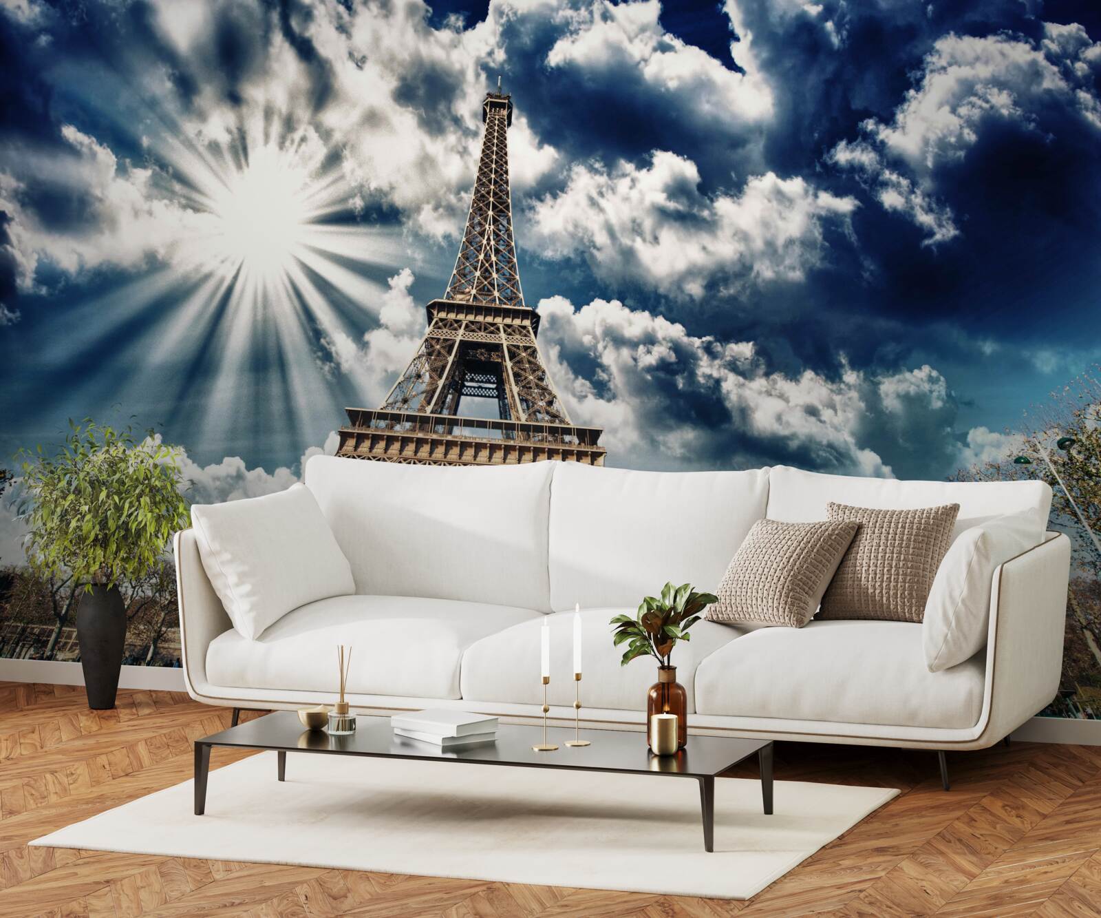 Fototapet soare deasupra turnului eiffel