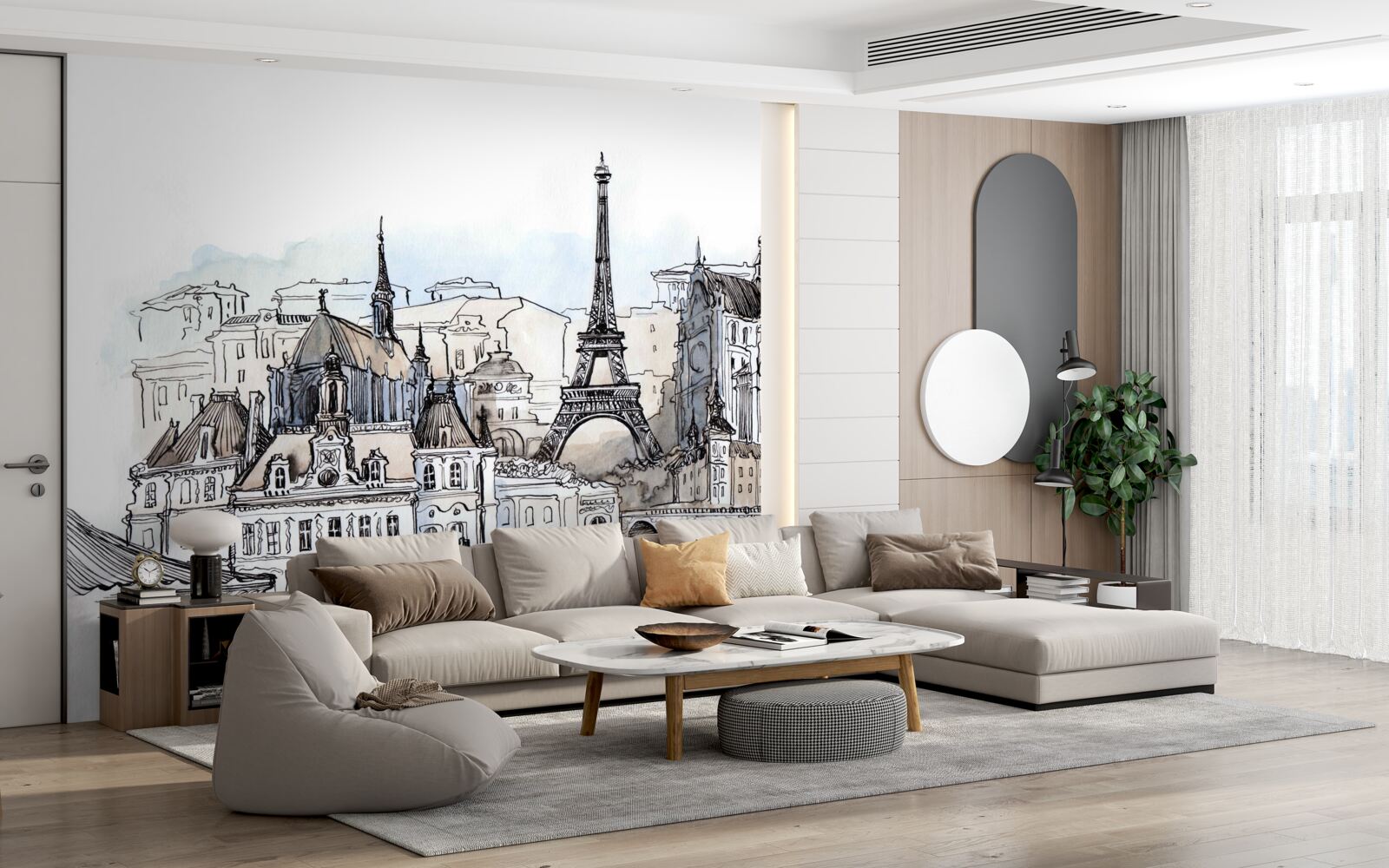 Fototapet Peisaje pariziene reproduse în acuarelă