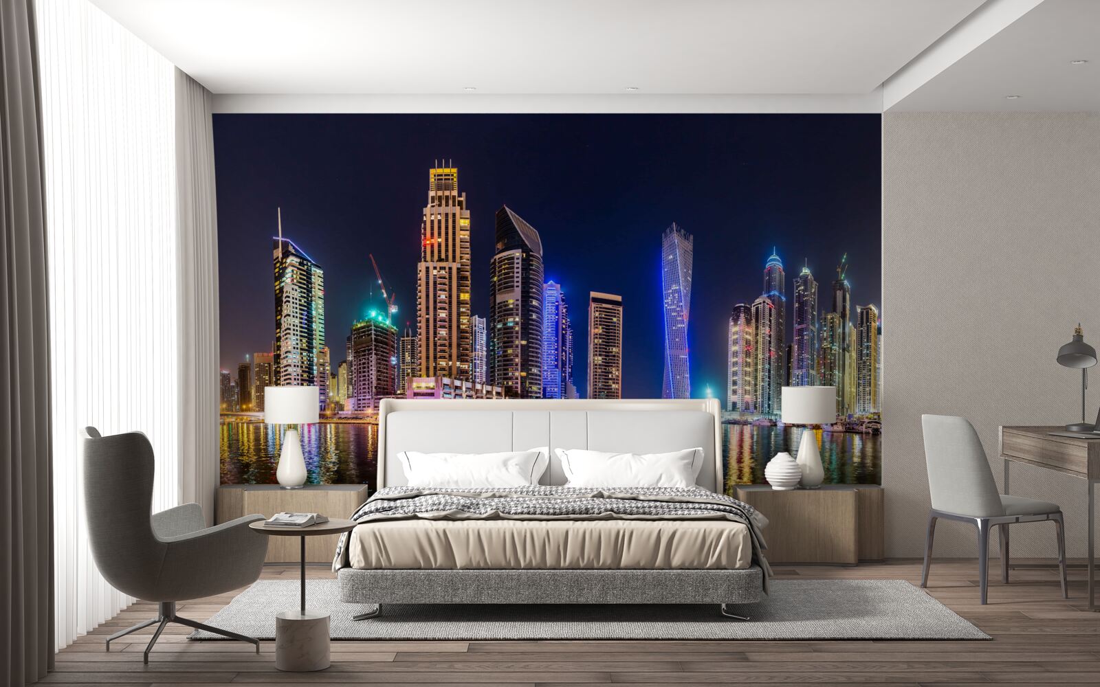 Fototapet o stradă de noapte fascinantă în dubai