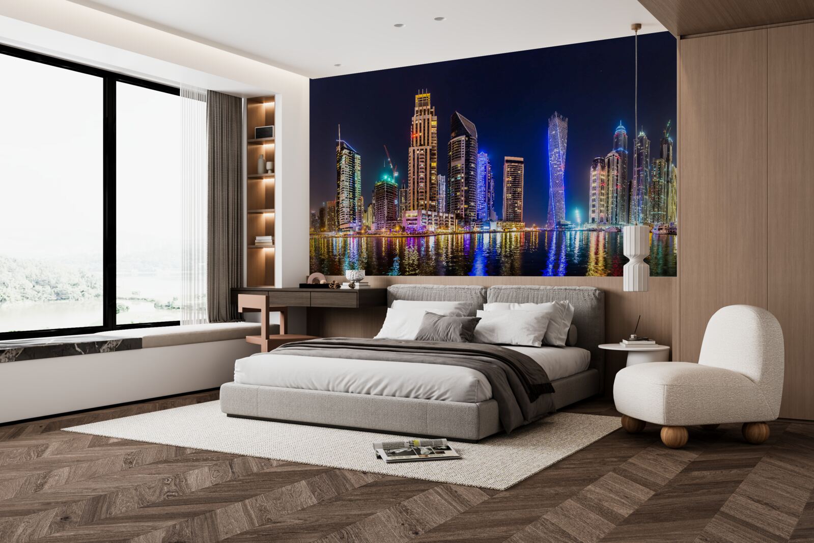 Fototapet o stradă de noapte fascinantă în dubai