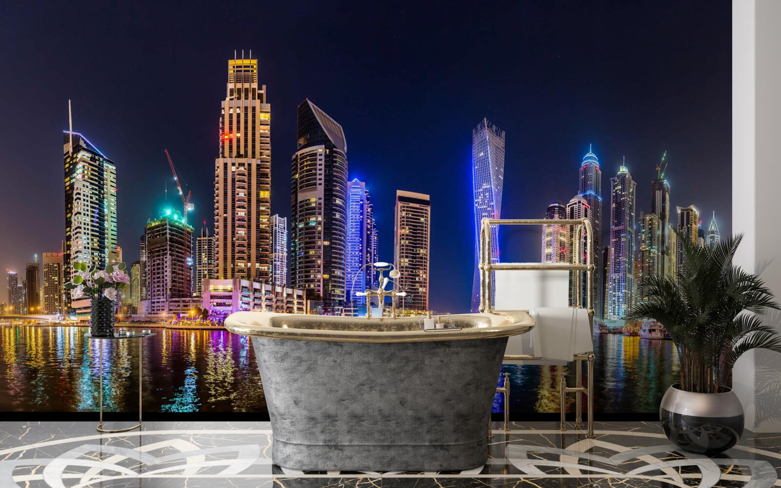 Fototapet o stradă de noapte fascinantă în dubai