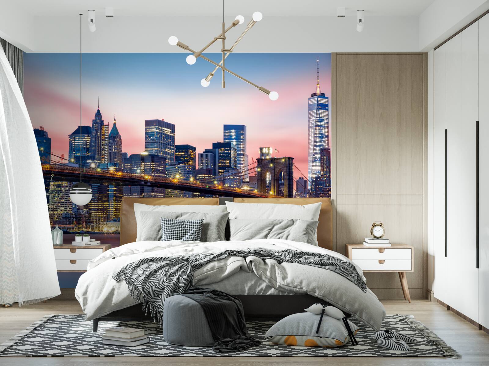 Fototapet podul brooklyn noaptea în new york