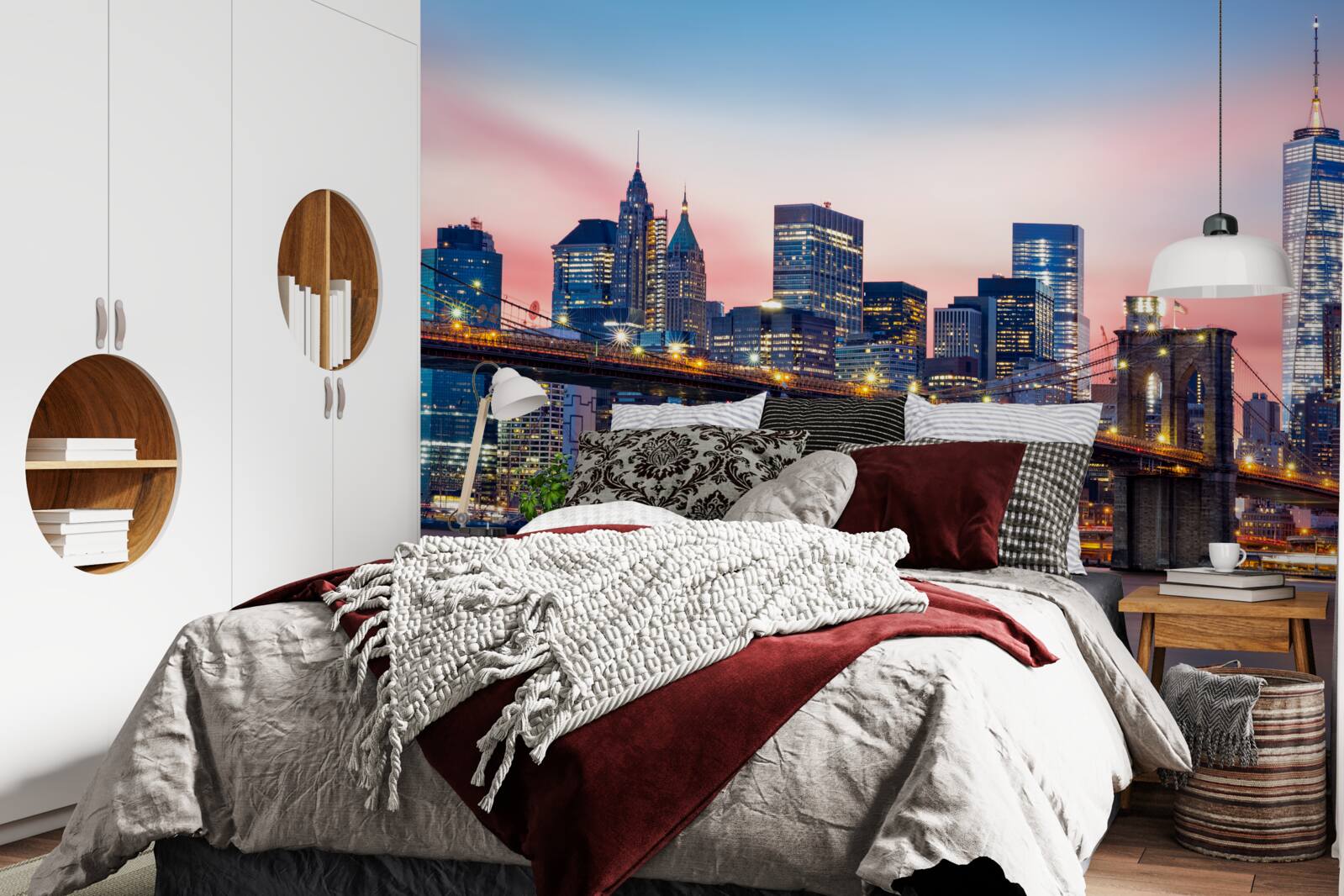 Fototapet podul brooklyn noaptea în new york