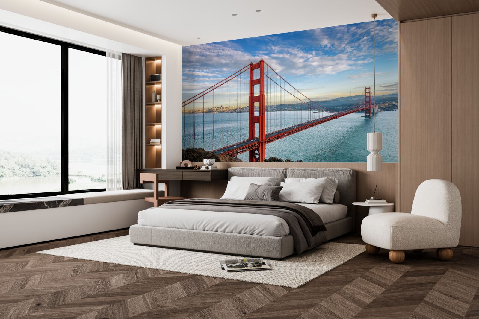 Fototapet panoramă a porții de aur de pe pod