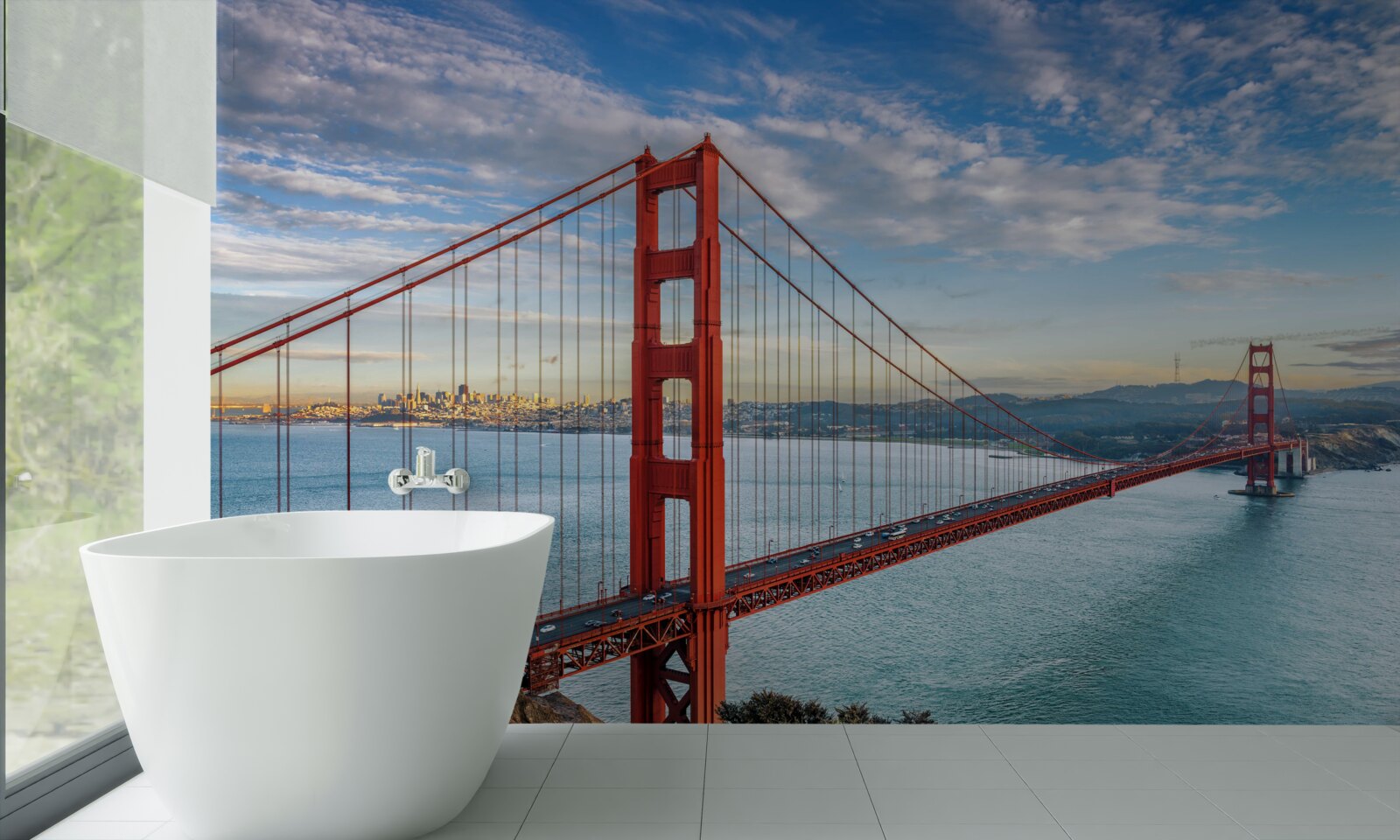 Fototapet panoramă a porții de aur de pe pod