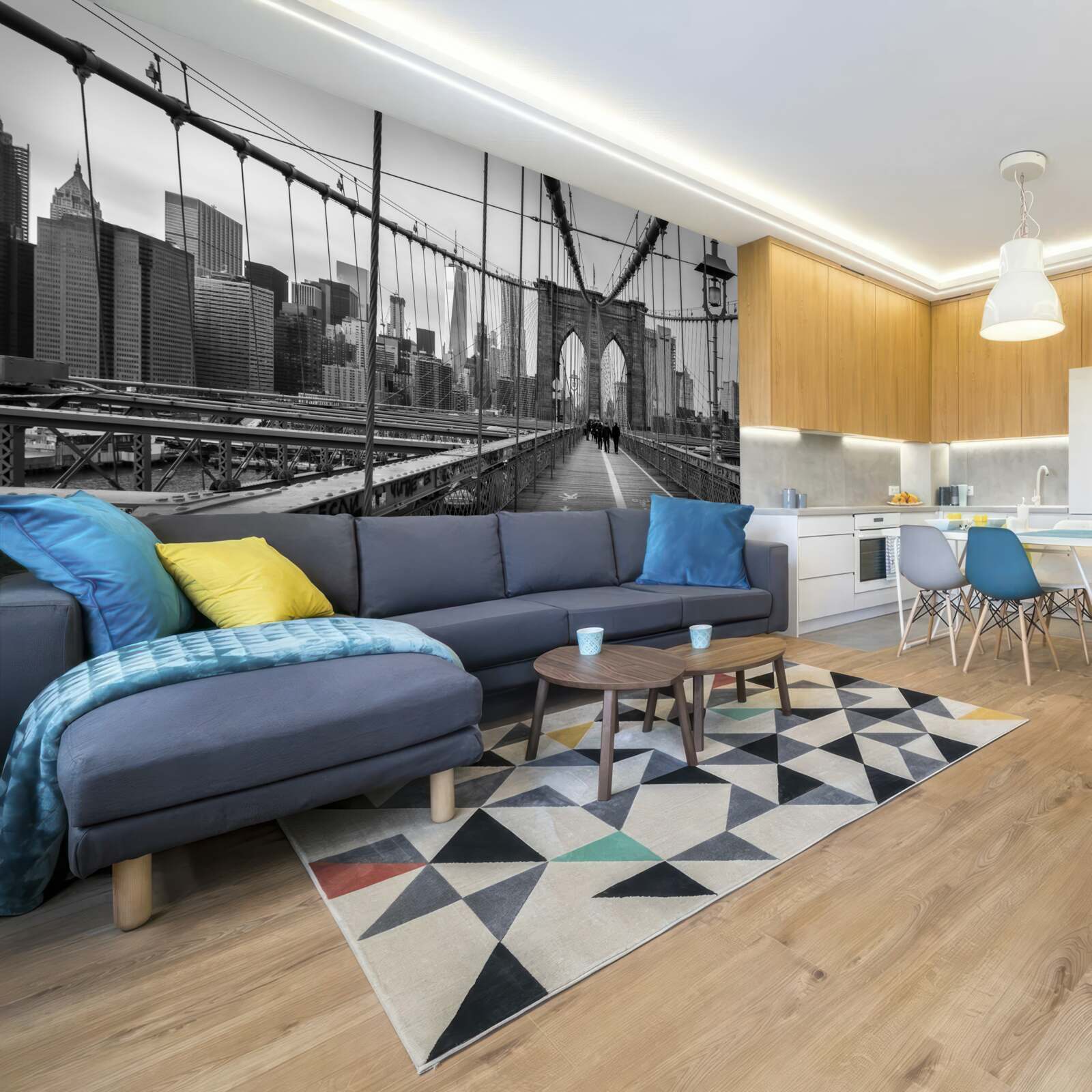 Fototapet podul brooklyn în nuanțe de alb și negru