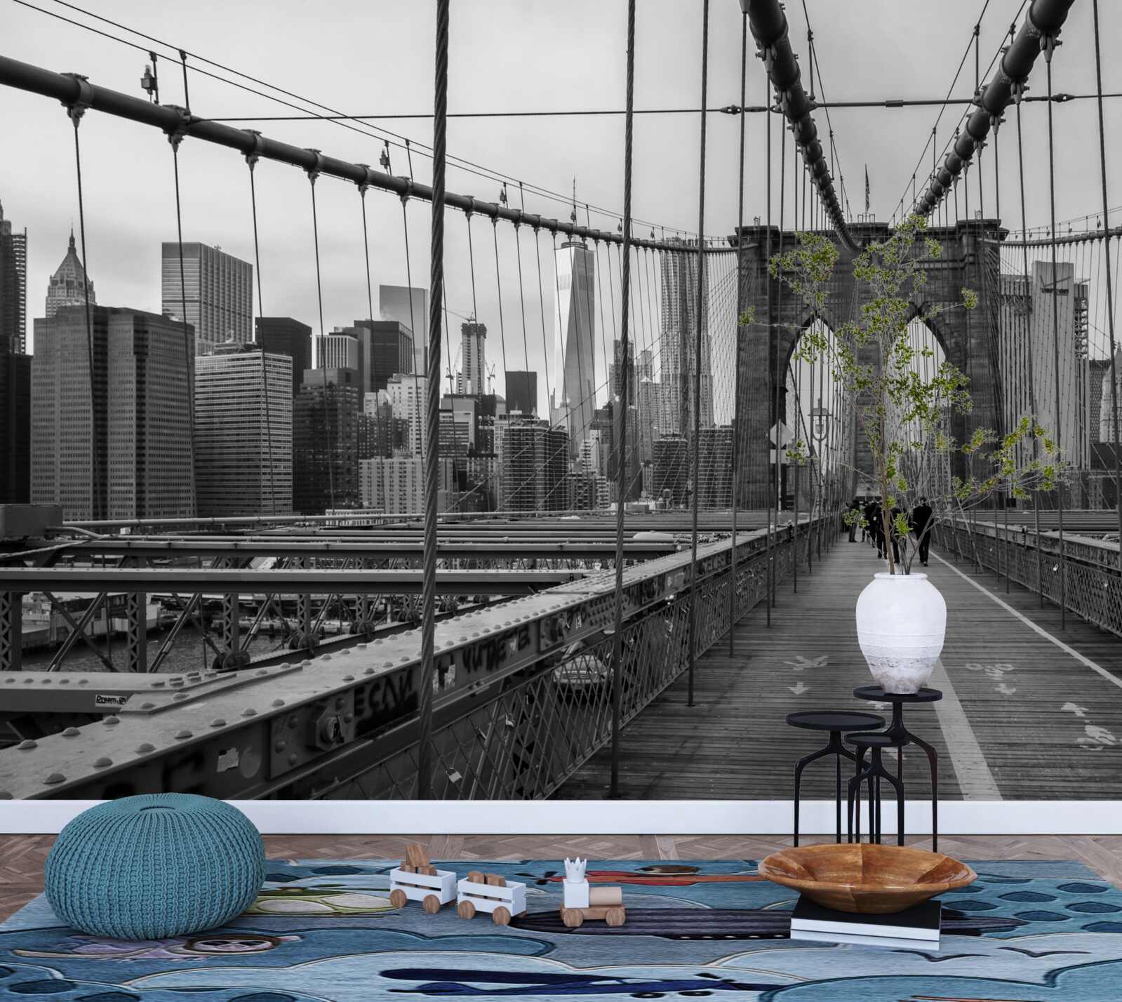 Fototapet podul brooklyn în nuanțe de alb și negru