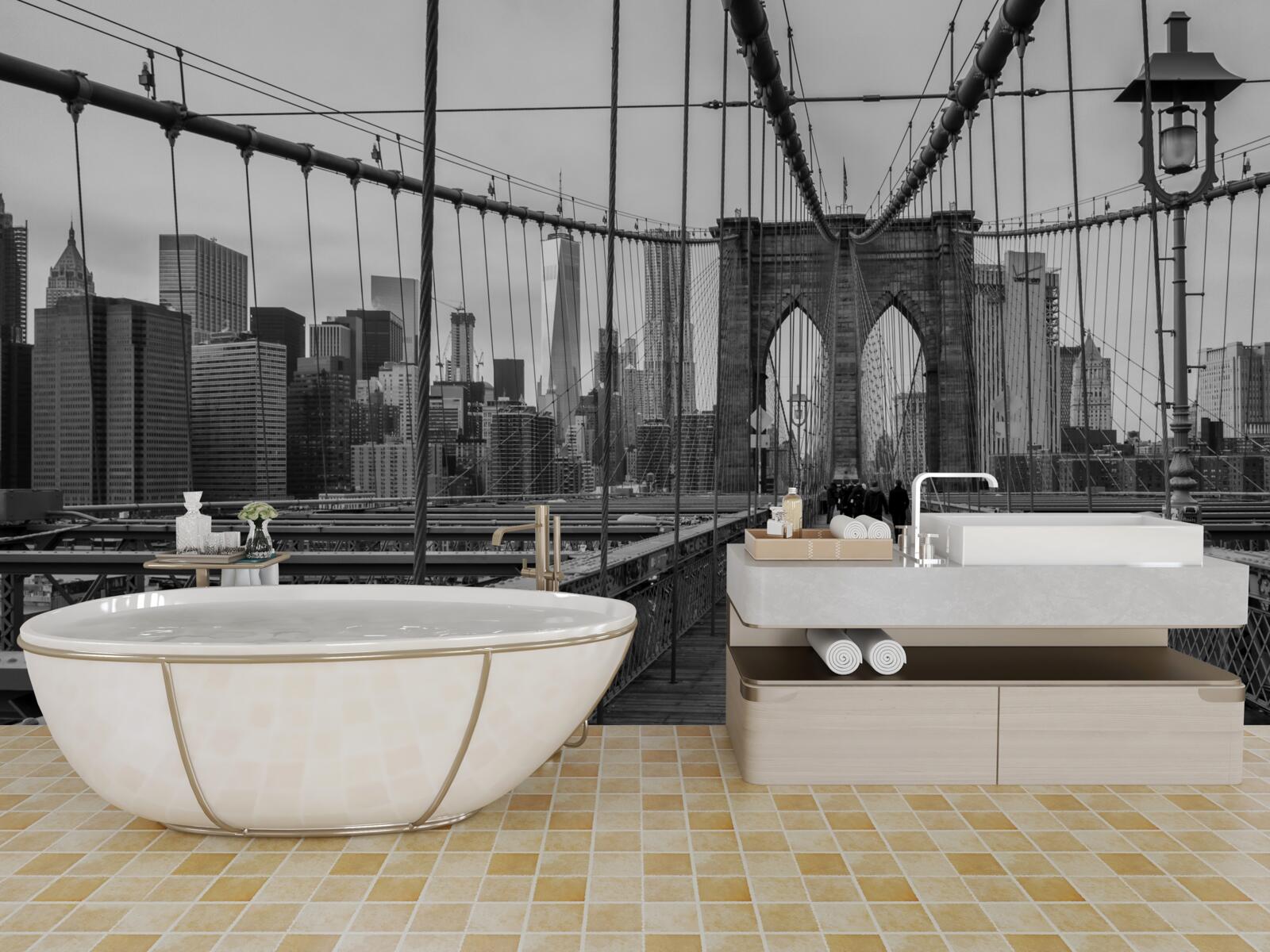 Fototapet podul brooklyn în nuanțe de alb și negru