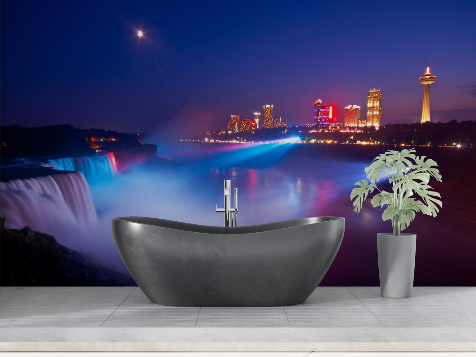 Fototapet cascada Niagara iluminată noaptea