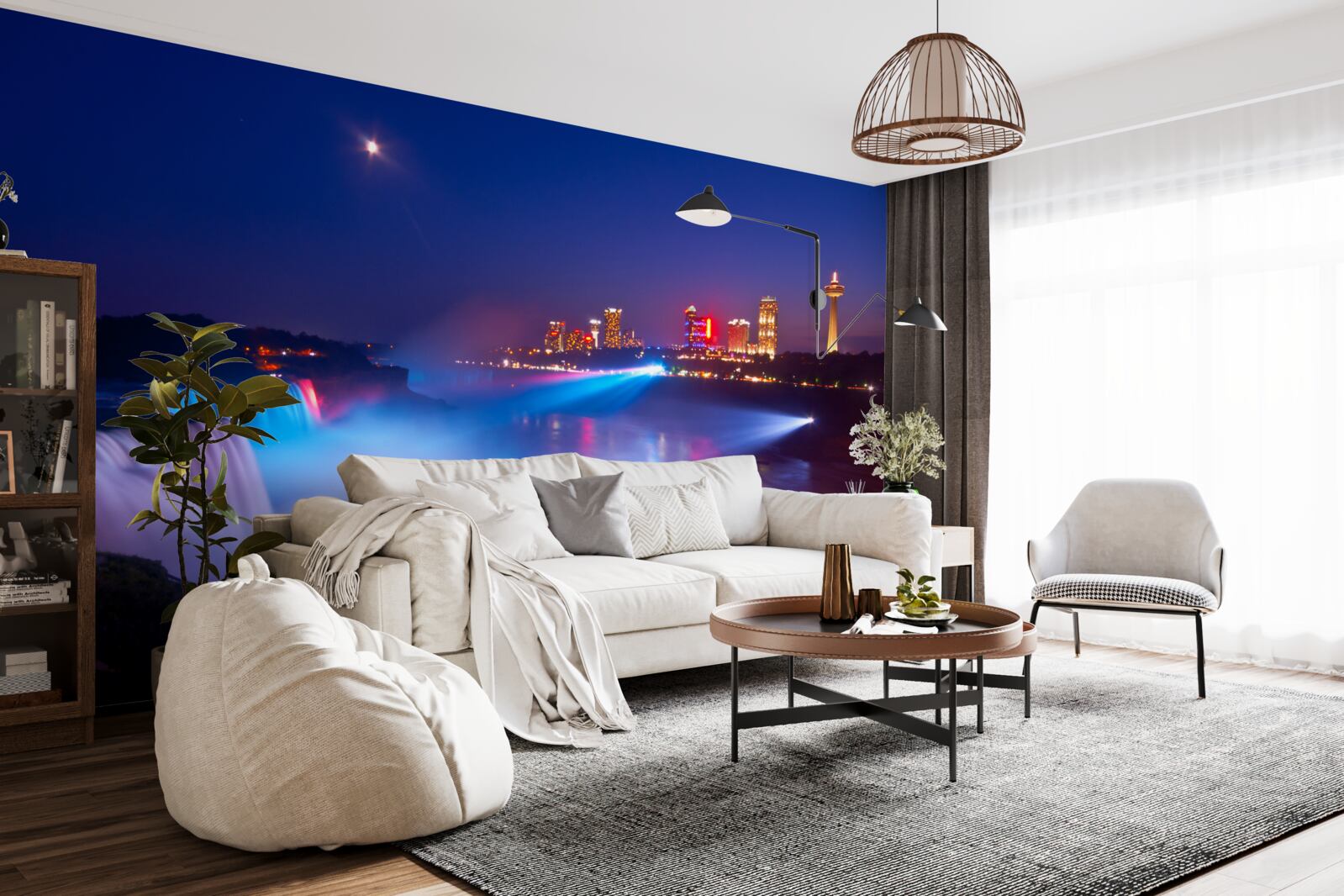 Fototapet cascada Niagara iluminată noaptea