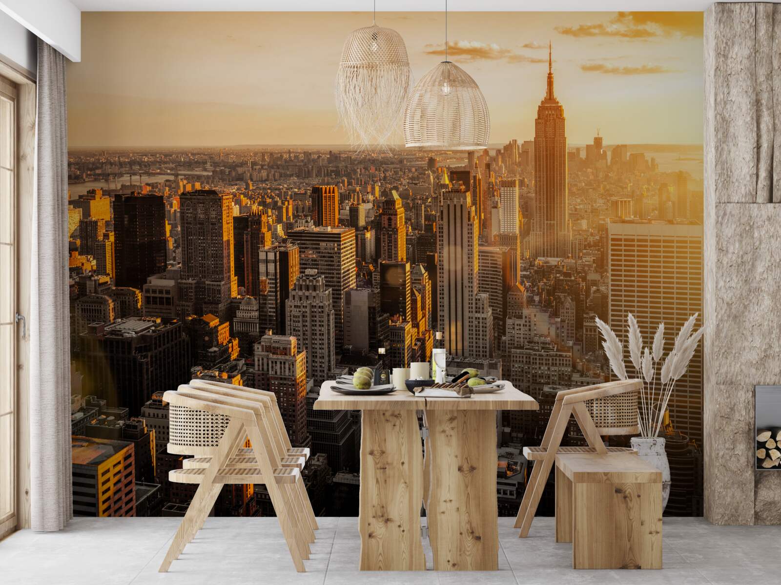 Fototapet zgârie-nori din new york în lumina apusului