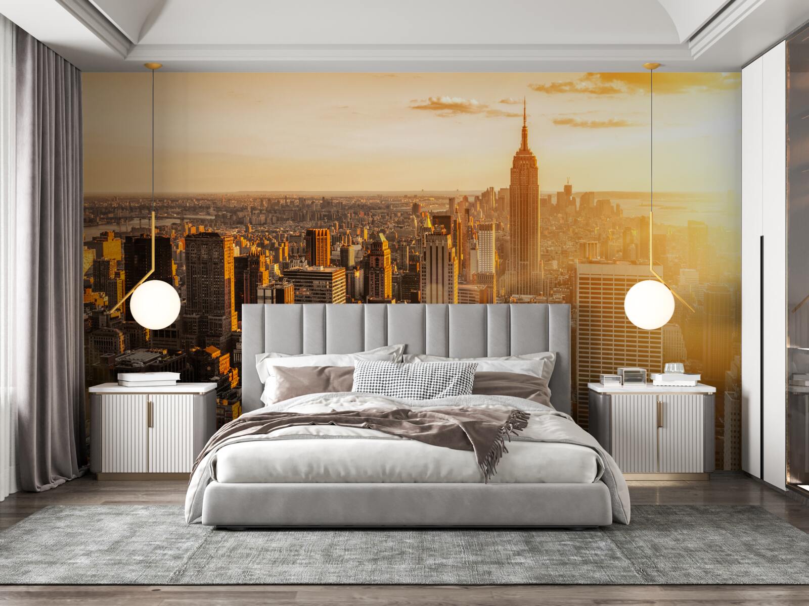 Fototapet zgârie-nori din new york în lumina apusului