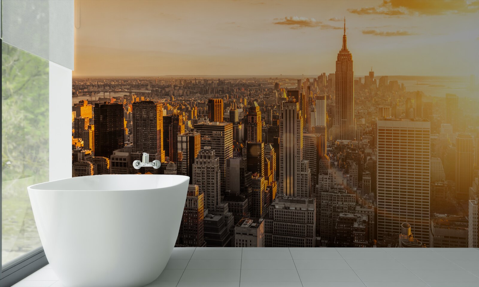 Fototapet zgârie-nori din new york în lumina apusului