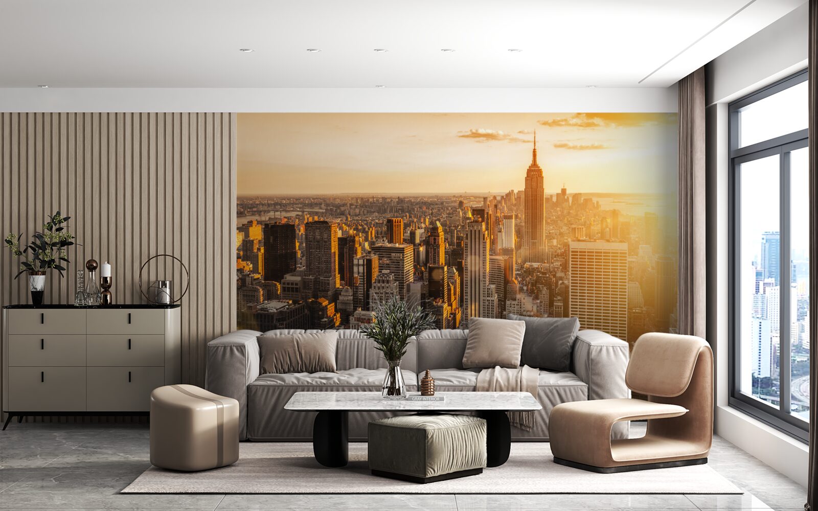 Fototapet zgârie-nori din new york în lumina apusului