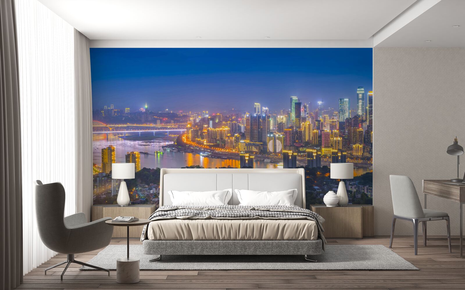 Fototapet megapolis al nopții moderne