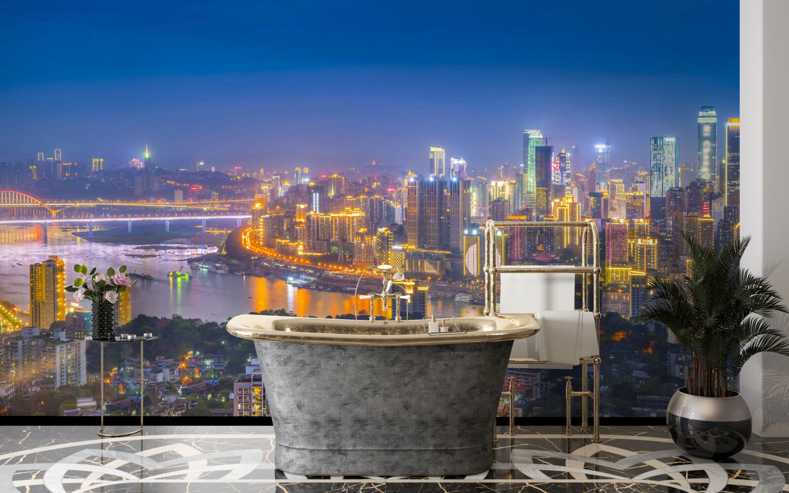 Fototapet megapolis al nopții moderne