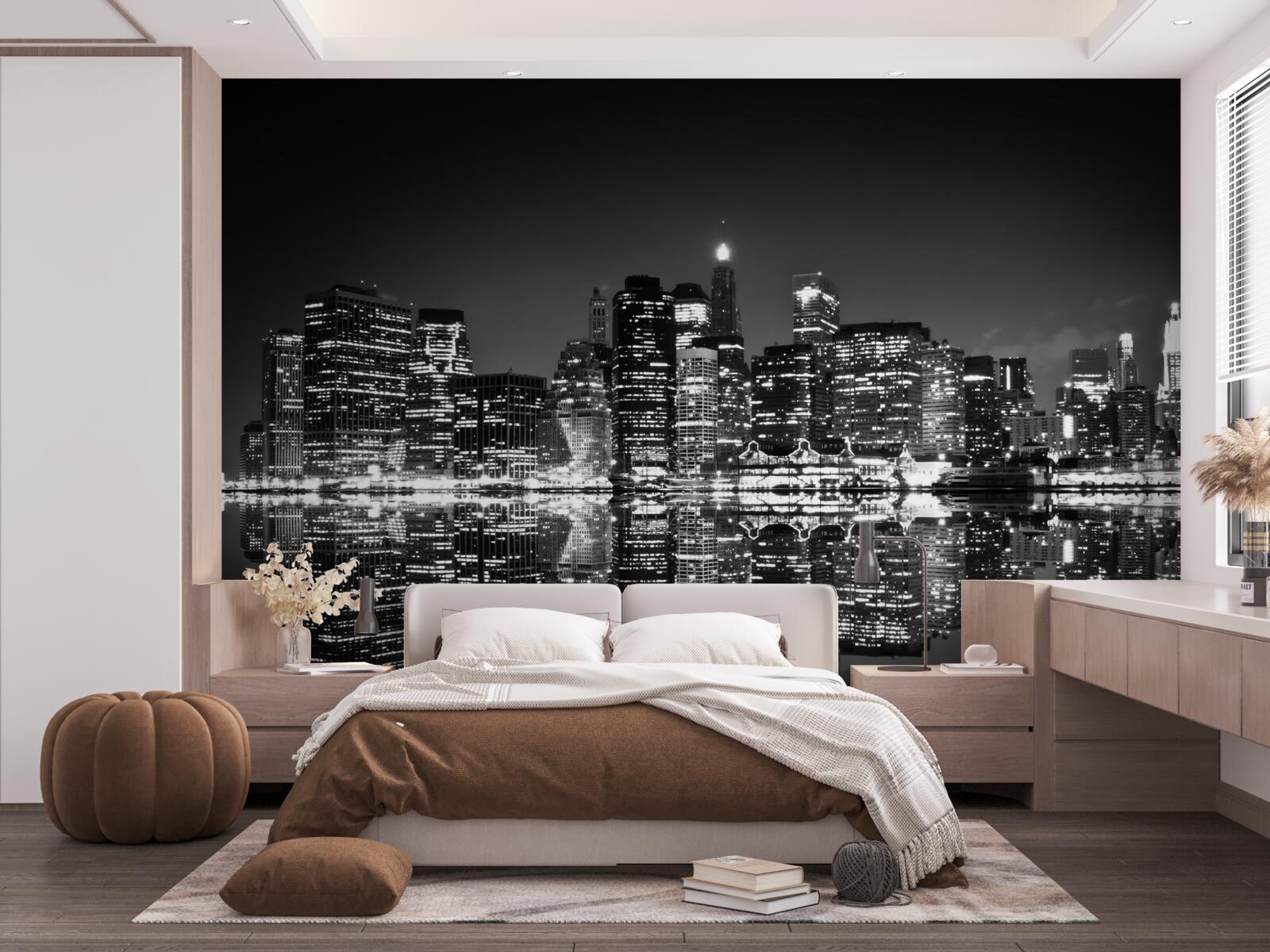 Fototapet orașul mare se reflectă în apă