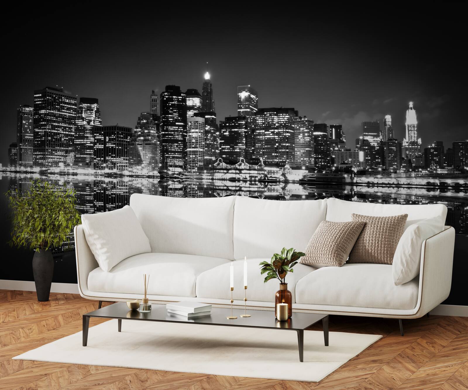 Fototapet orașul mare se reflectă în apă