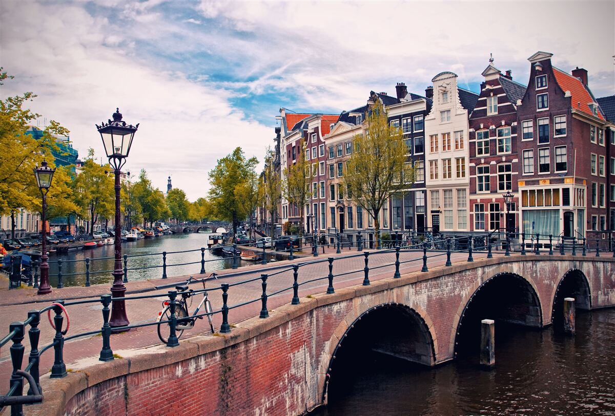 Fototapet pod pe canal în amsterdam