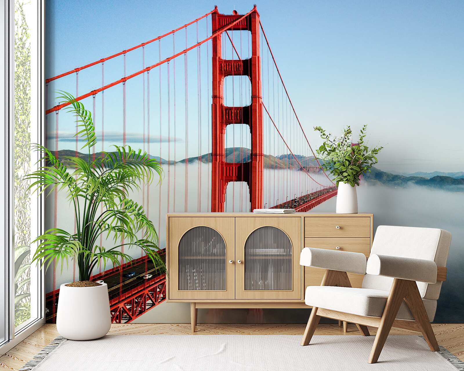 Fototapet ceața învăluie podul Golden Gate