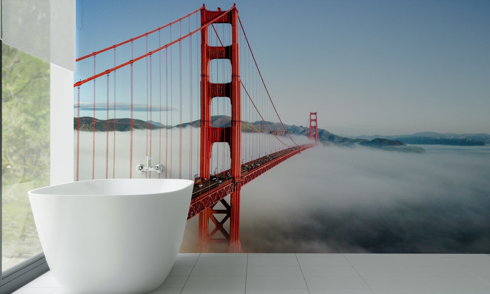 Fototapet ceața învăluie podul Golden Gate