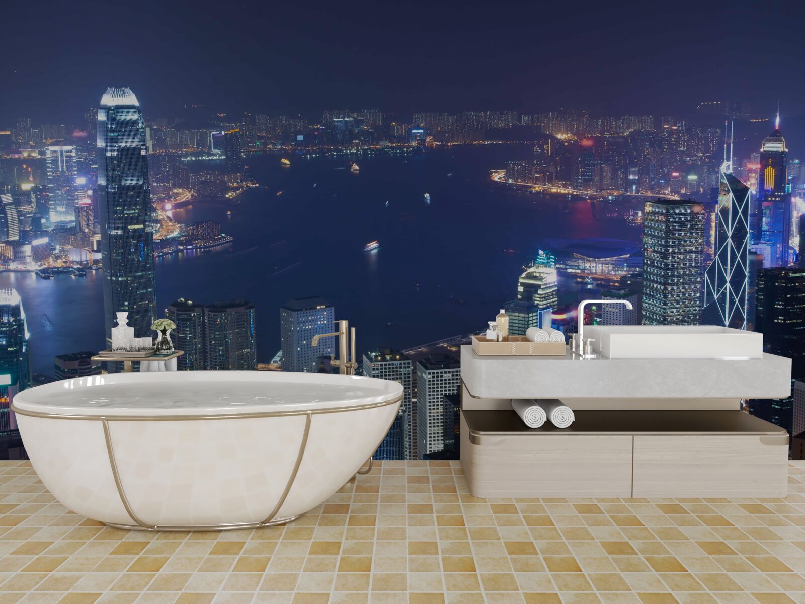 Fototapet megapolis noaptea