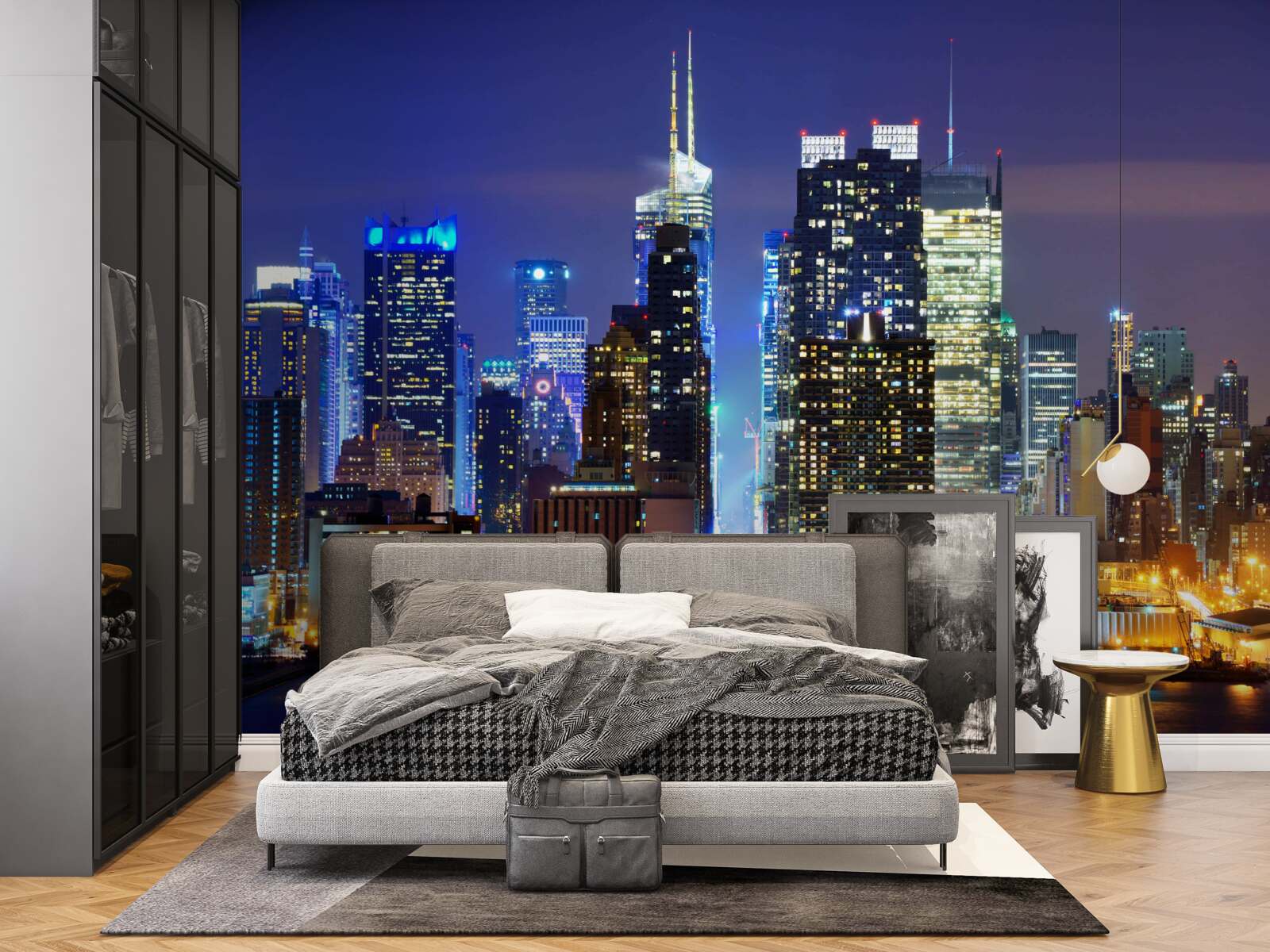 Fototapet o priveliște panoramică nocturnă a orașului care vă va tăia respirația