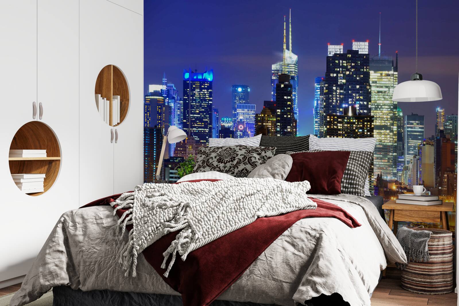 Fototapet o priveliște panoramică nocturnă a orașului care vă va tăia respirația