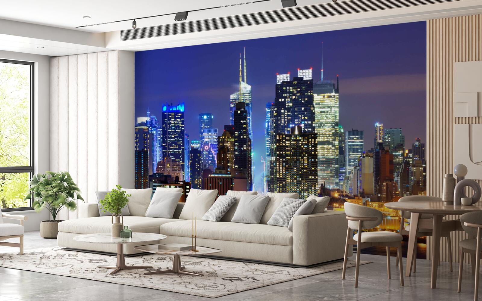 Fototapet o priveliște panoramică nocturnă a orașului care vă va tăia respirația