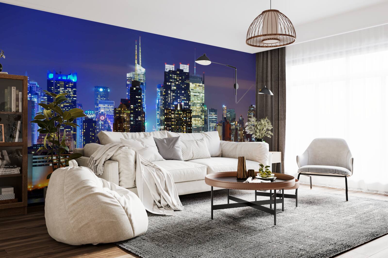 Fototapet o priveliște panoramică nocturnă a orașului care vă va tăia respirația