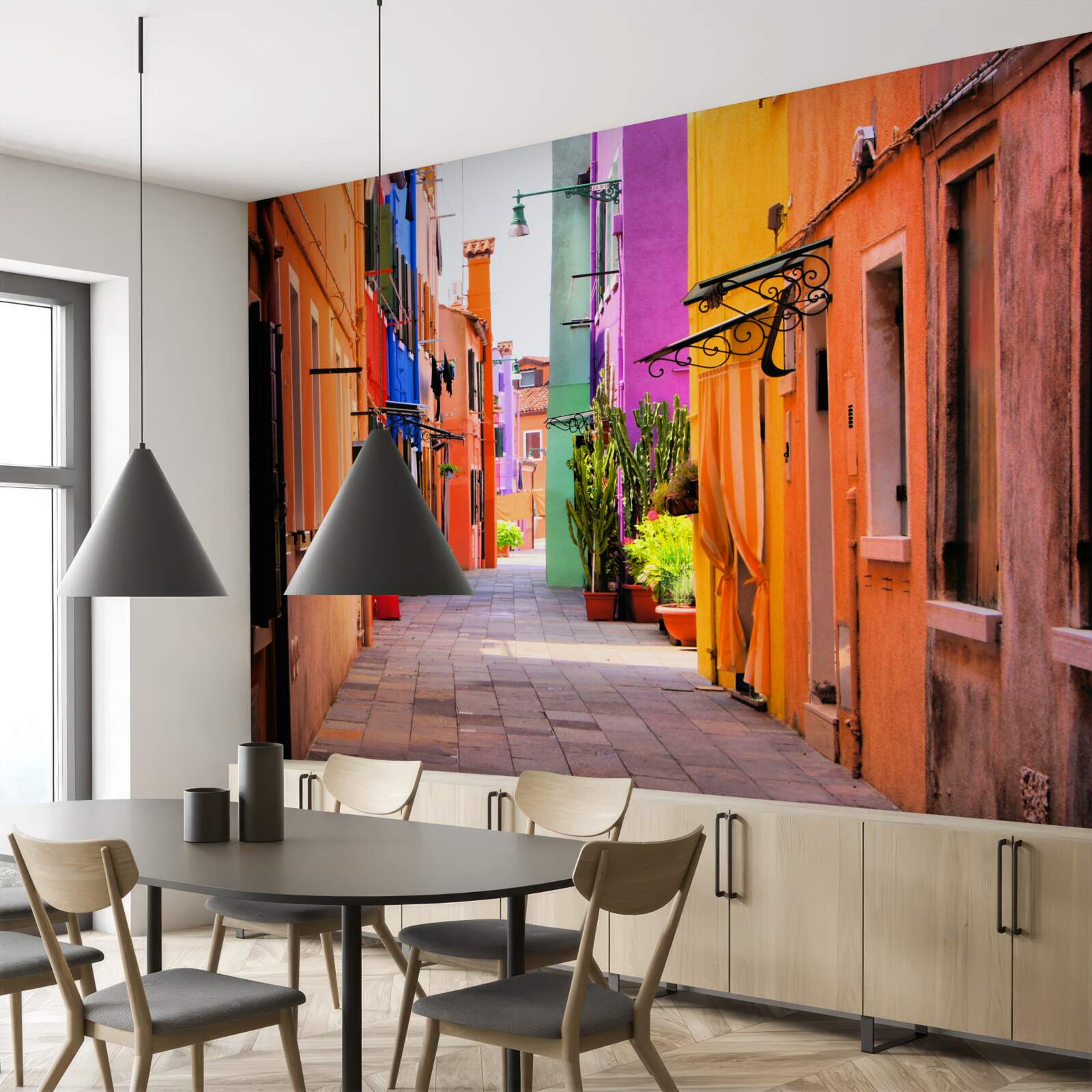 Fototapet stradă îngustă foarte luminoasă