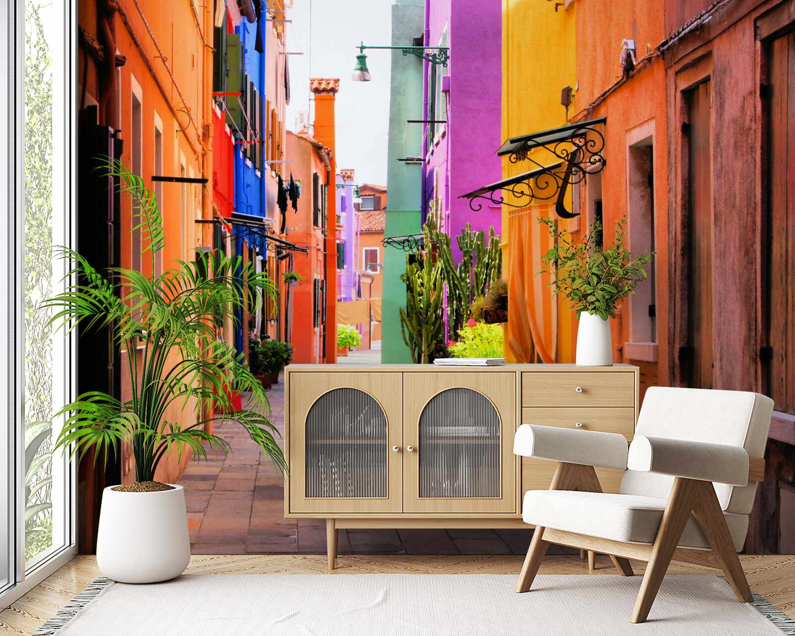 Fototapet stradă îngustă foarte luminoasă