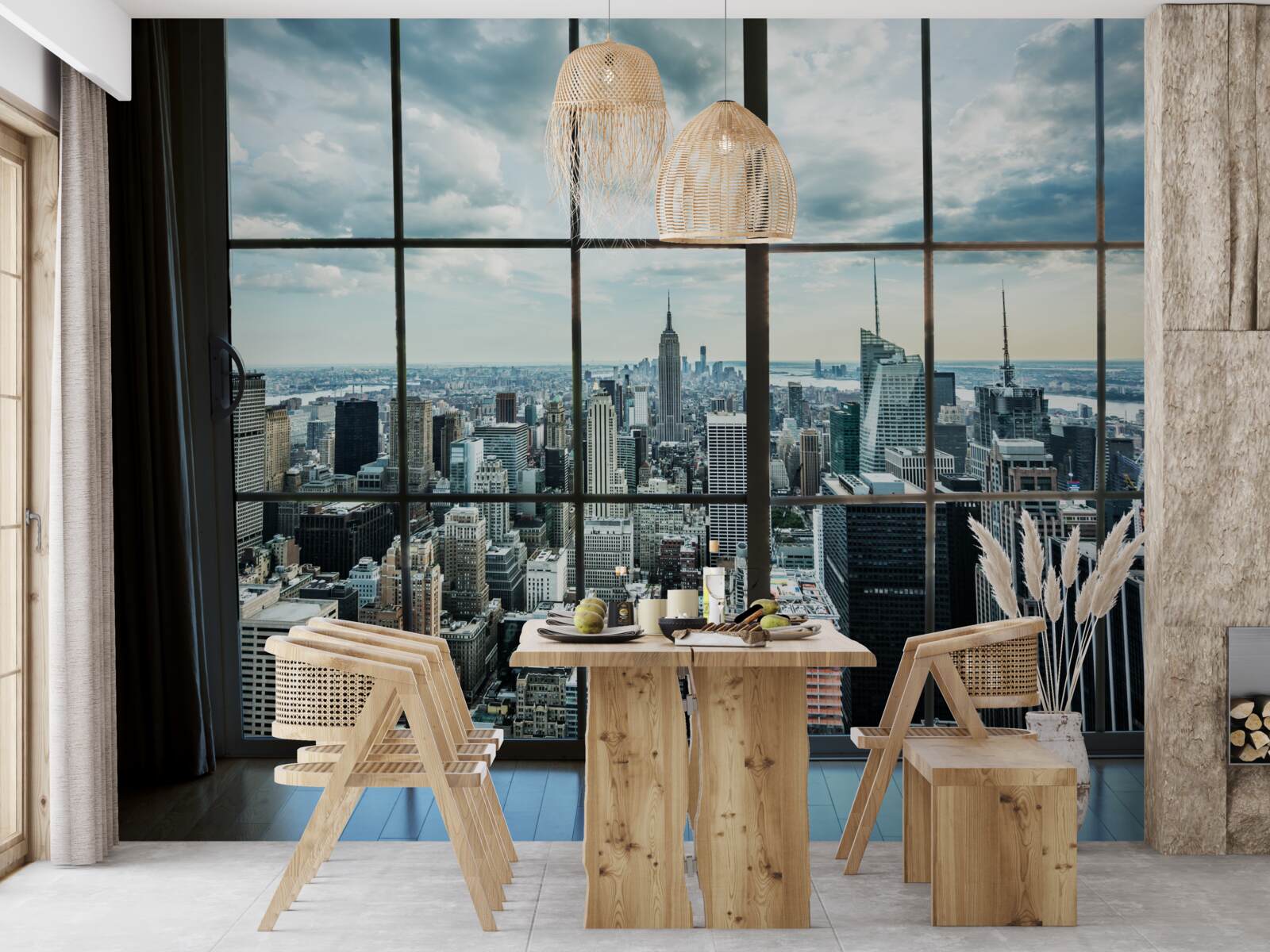 Fototapet panorama orașului new york de la fereastră