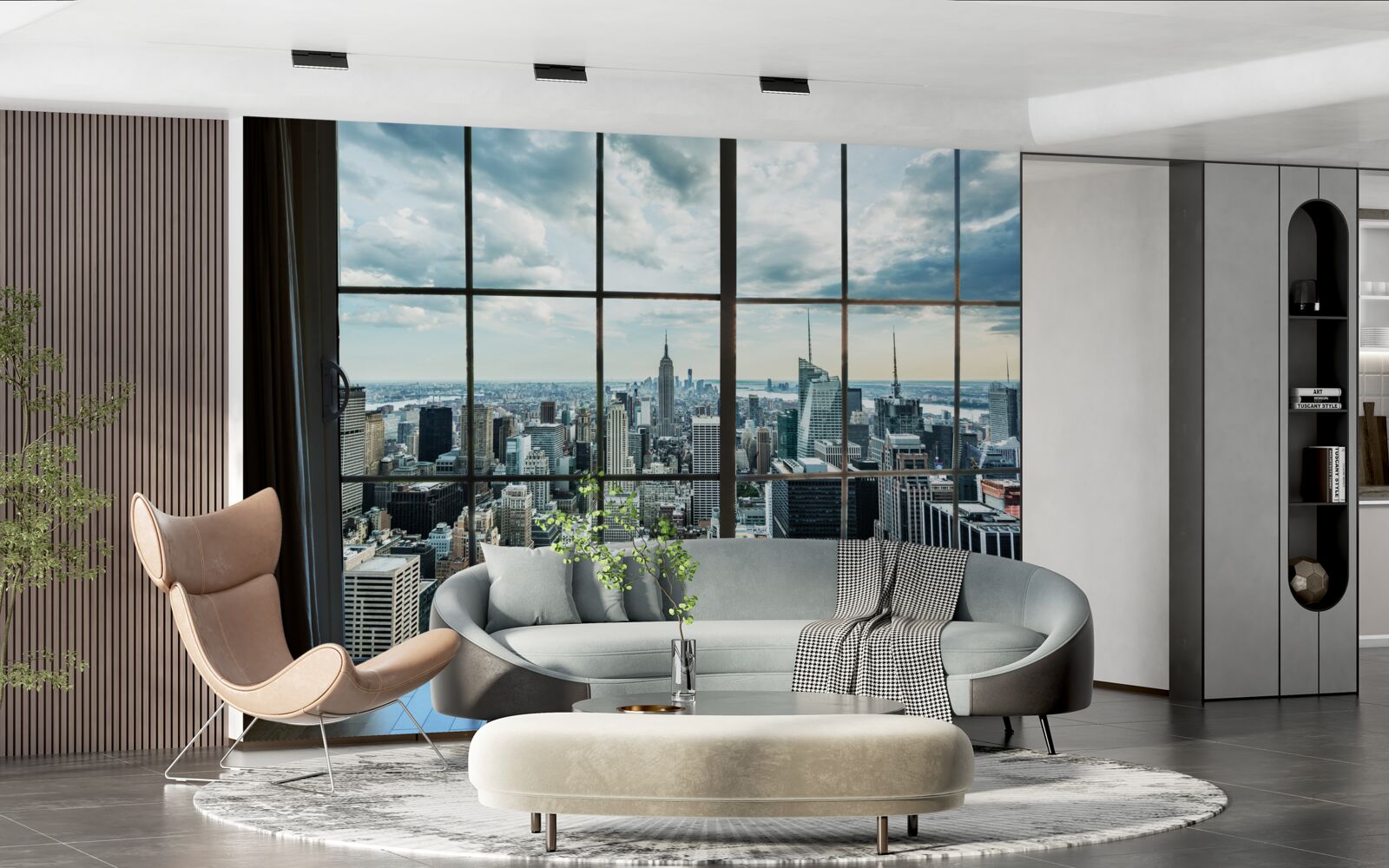 Fototapet panorama orașului new york de la fereastră