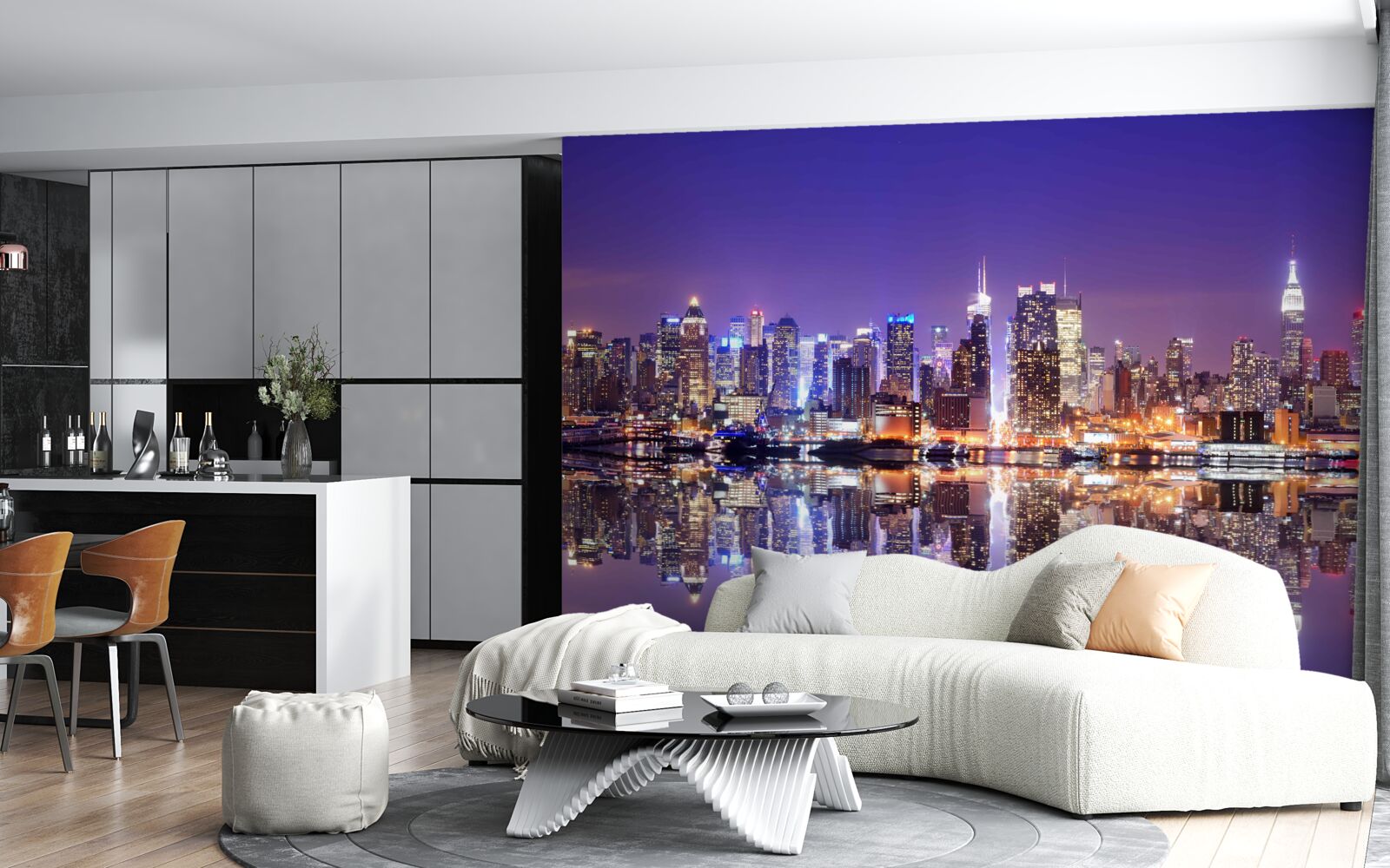 Fototapet megapolis cu iluminare de seară