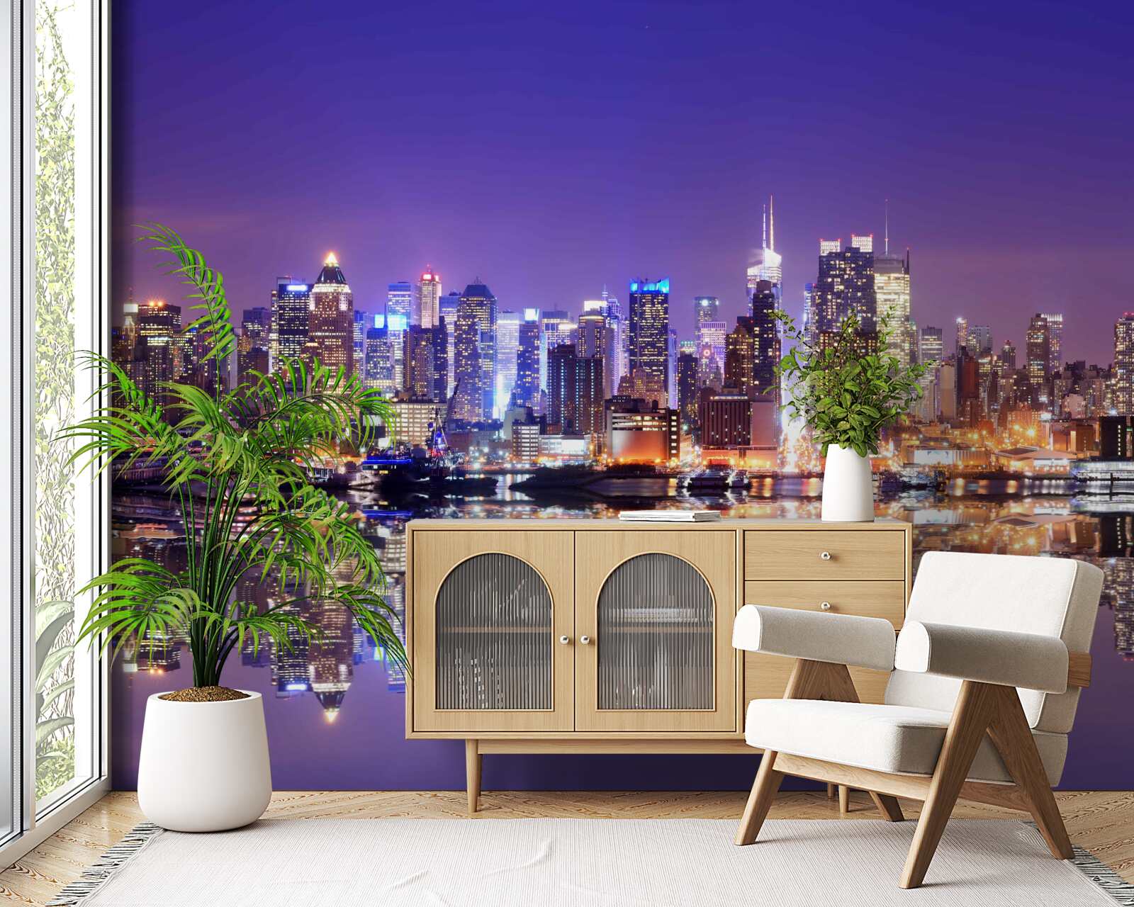 Fototapet megapolis cu iluminare de seară