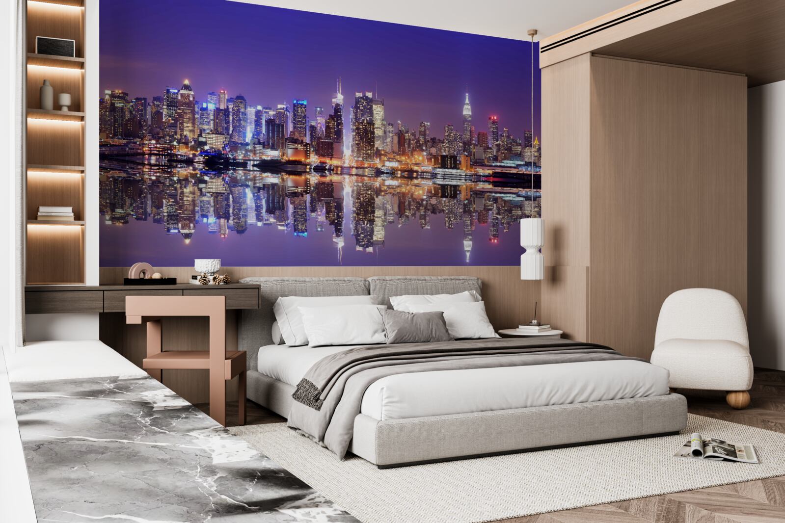 Fototapet megapolis cu iluminare de seară