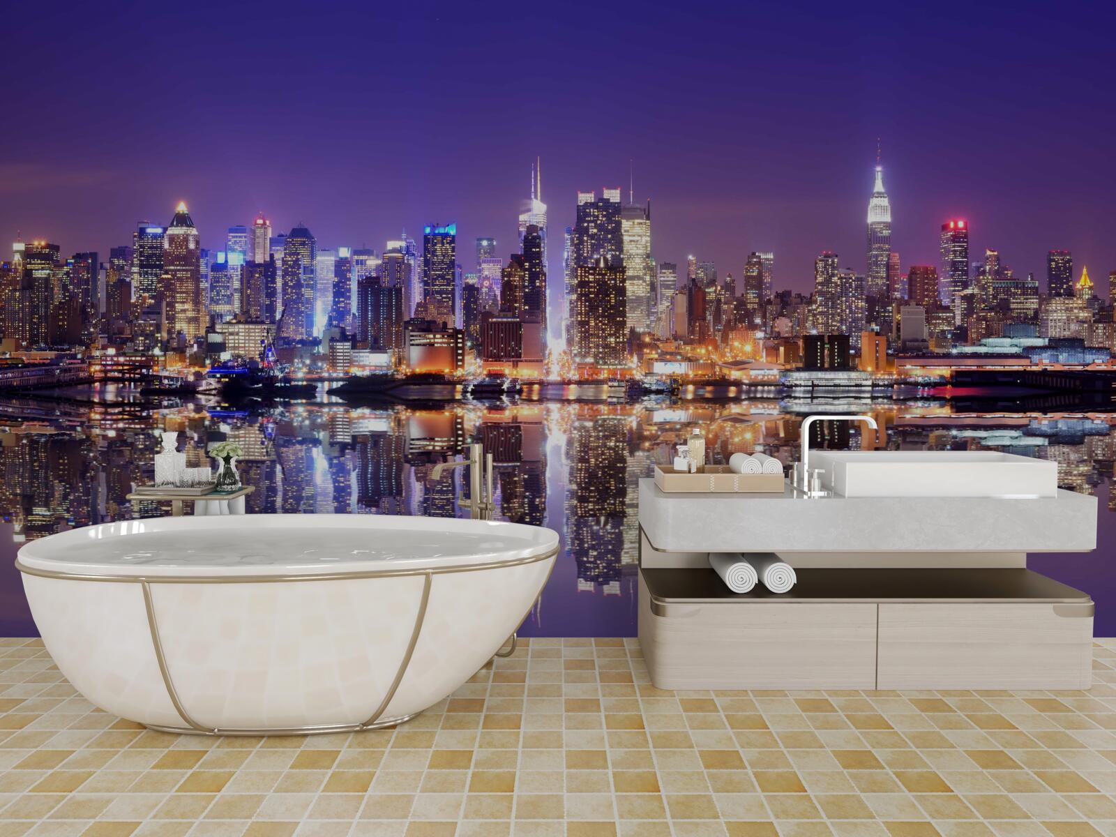 Fototapet megapolis cu iluminare de seară