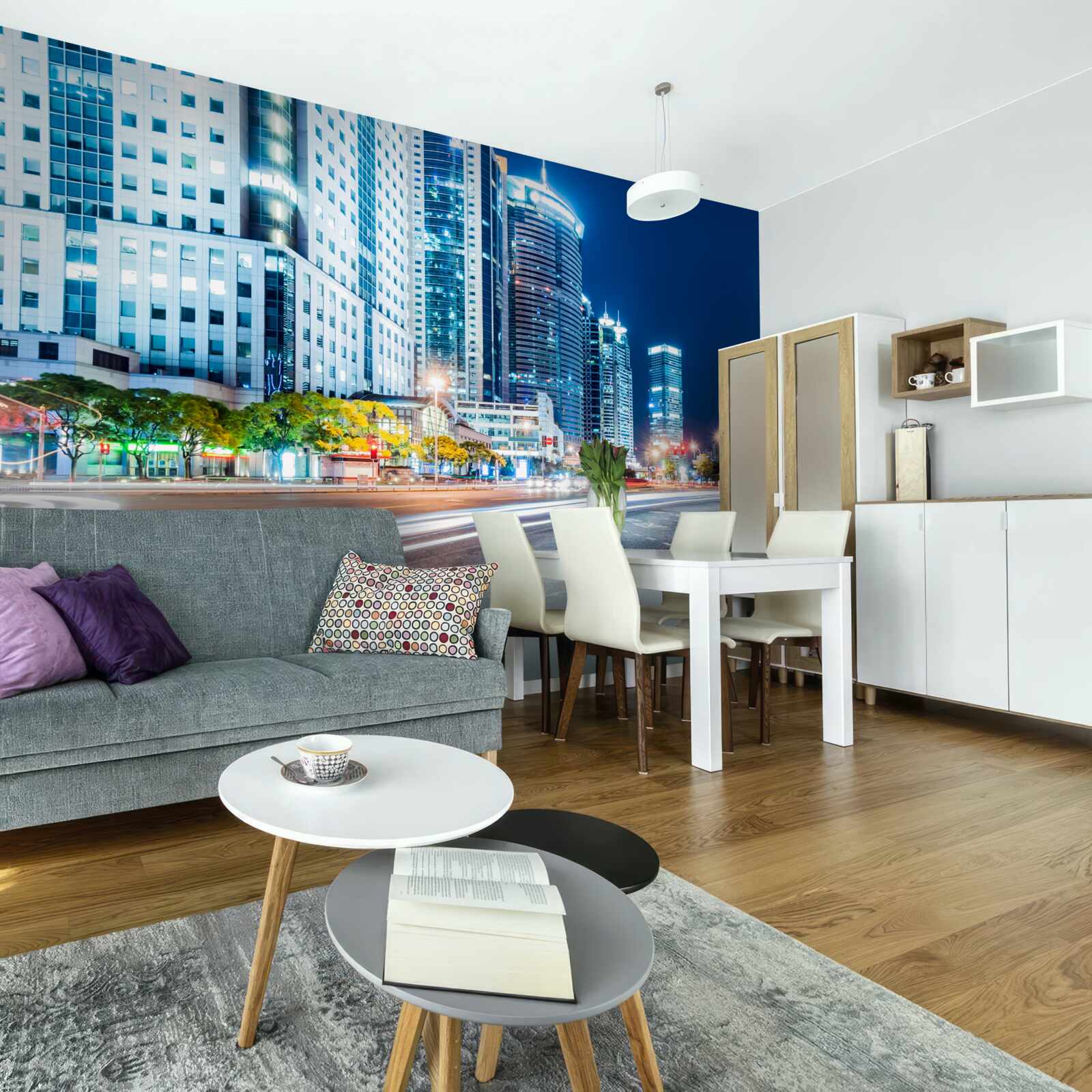 Fototapet autostrada orasului de noapte fara un singur suflet