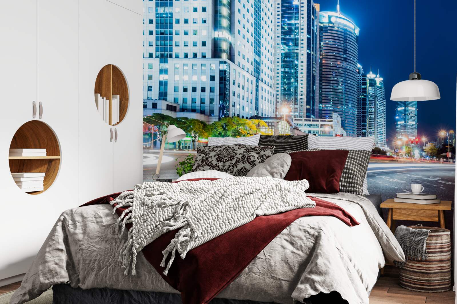 Fototapet autostrada orasului de noapte fara un singur suflet