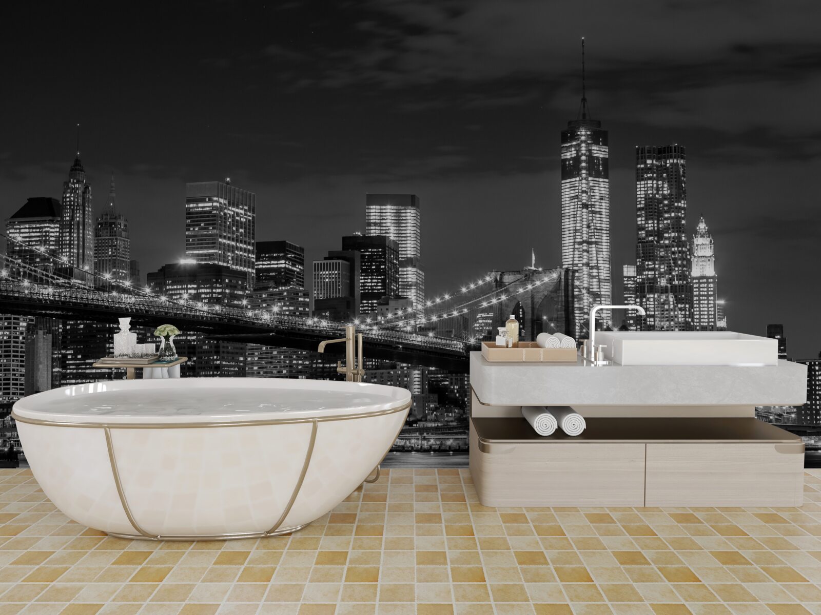 Fototapet metropolă monocromă