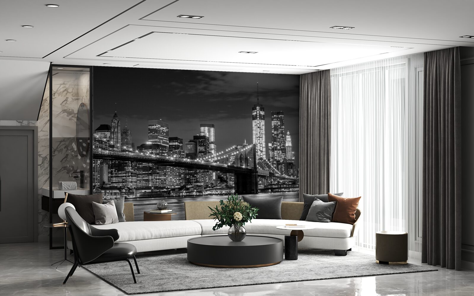 Fototapet metropolă monocromă