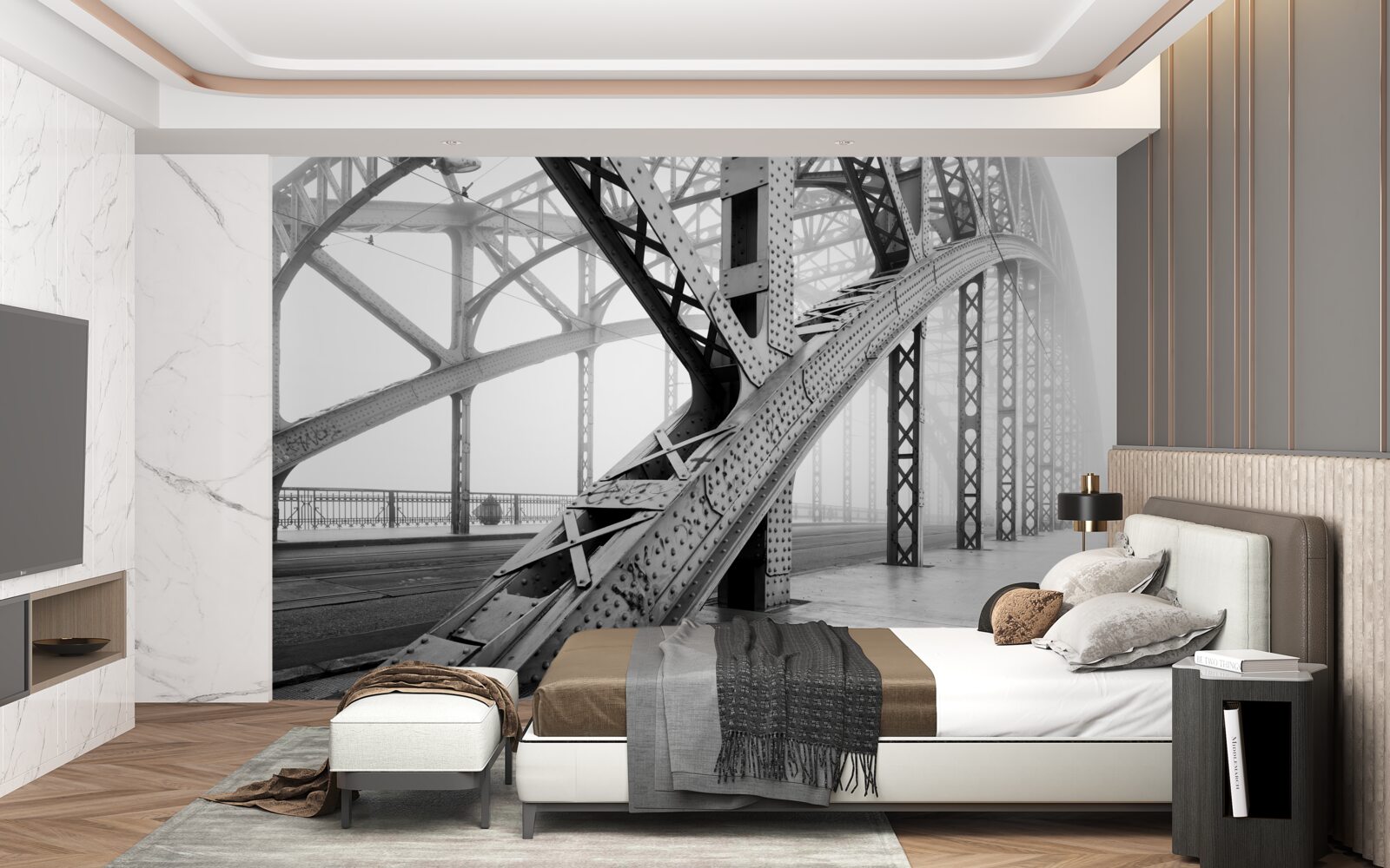 Fototapet elemente din oțel ale podului