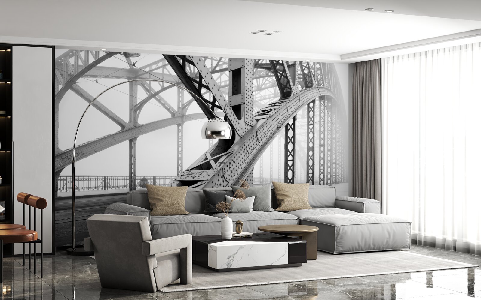 Fototapet elemente din oțel ale podului