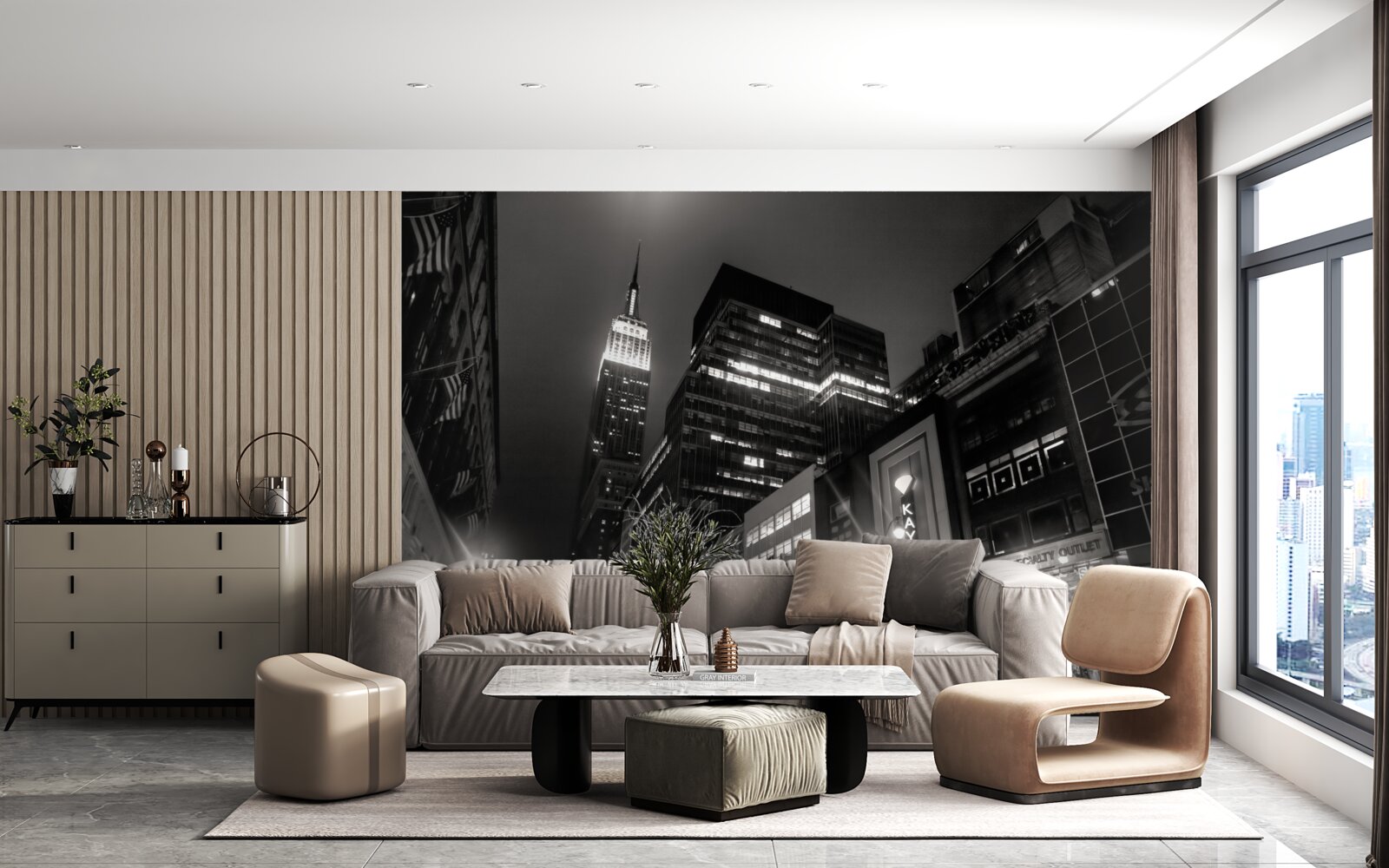 Fototapet megapolis avenue w nocy