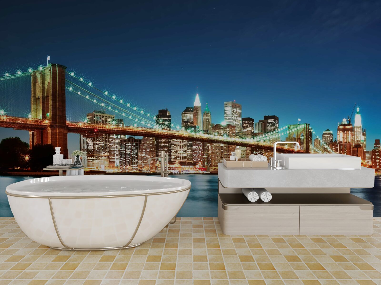 Fototapet new york cu lumini strălucitoare, strălucitoare