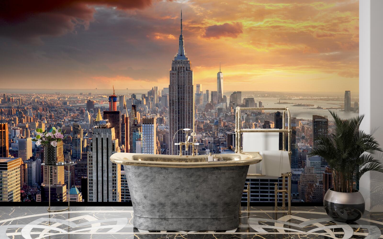 Fototapet soarele apune peste new york