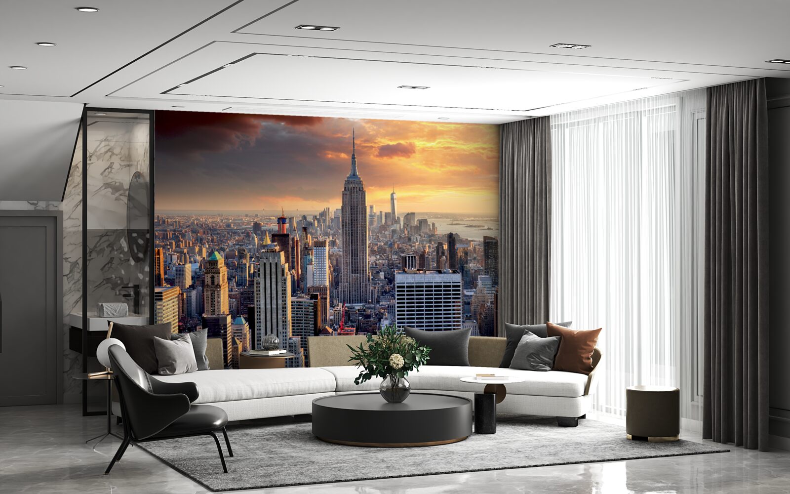 Fototapet soarele apune peste new york