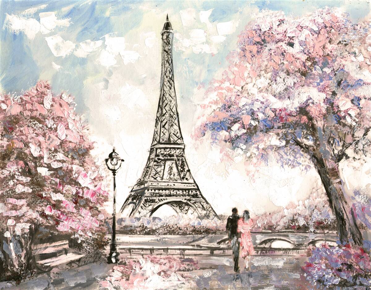 Fototapet primăvară romantică la poalele turnului eiffel